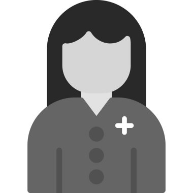 Moda tasarım tarzındaki kadın simgesi yumuşak gri arka planda izole edilmiş. Web 'iniz için vektör illüstrasyonu