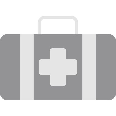 İlk yardım çantası simgesi, tıbbi vektör illüstrasyonu beyaz arkaplanda izole edildi