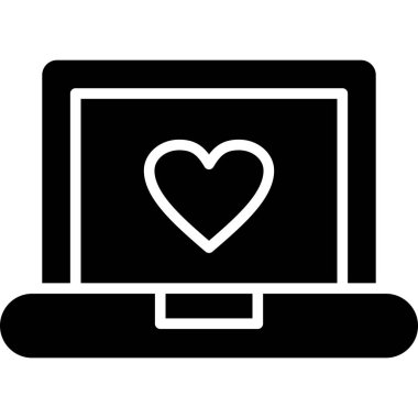 aşk bilgisayar simgesi, dizüstü bilgisayarın vektör illüstrasyon tasarımı