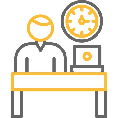 Saat simgesi vektör illüstrasyonlu bir adam