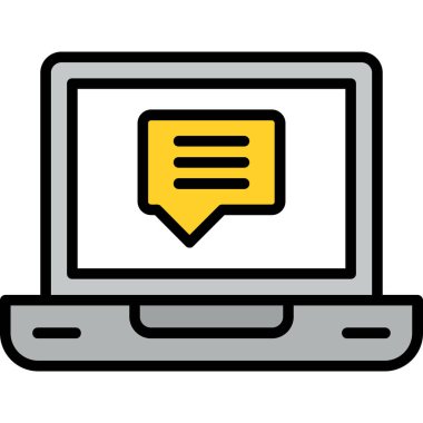 Sohbet dizüstü dizüstü simgesi renk ana hatları vektörü