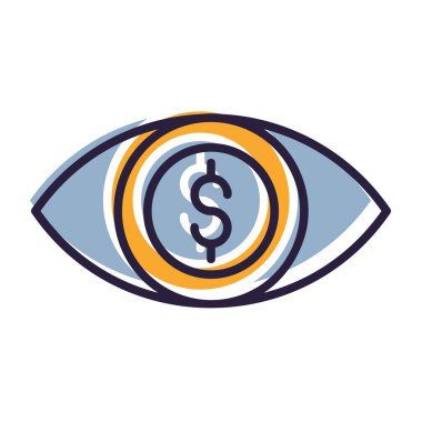 Dolar işaretli göz vektör çizimi tasarımı