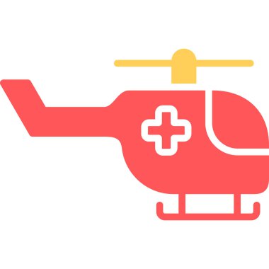 ambulans helikopter simgesi, düz tasarım