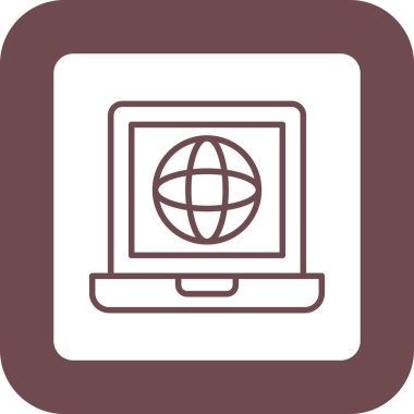 küresel simge vektör illüstrasyonlu laptop
