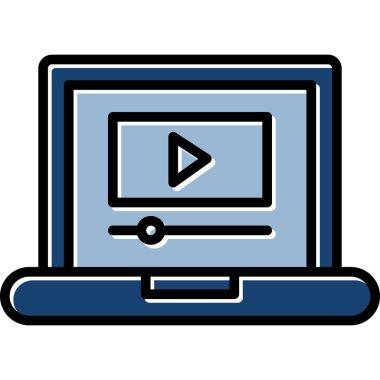 laptop ekran video simgesi. Web için görüntü ekran vektör simgelerinin özet çizimi