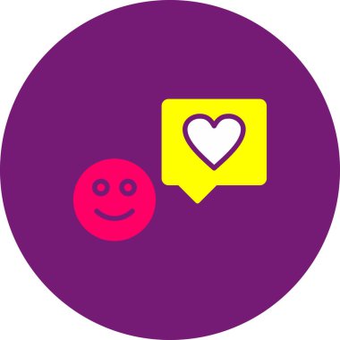 Beyaz arkaplanda izole edilmiş konuşma baloncuğu ikonu olan mor kalp. Romantik işaret. Sevgililer Günü sembolü. 4 Şubat Sevgililer Günü 'nde. Çember düğmesi. vektör