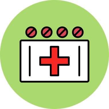 İlk yardım kiti simgesi, vektör illüstrasyonu