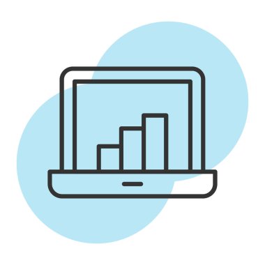 grafik simgesi olan bilgisayar, basit satır vektör çizimi
