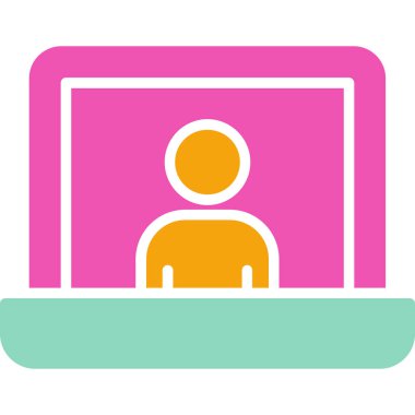 Video konferans ikonu. özet konferans toplantı vektör rengi düz izole