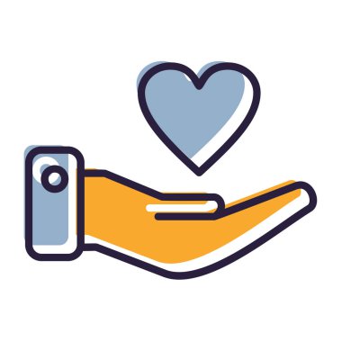 Eller ikon vektör çizim tasarımı olan kalp