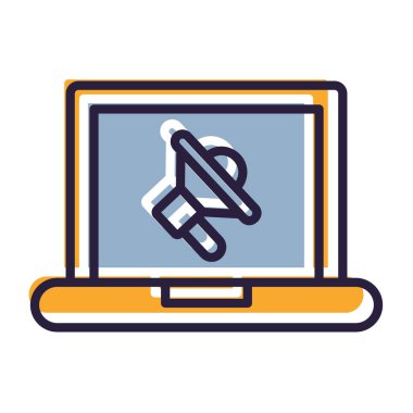 ok ve fare vektör çizimine sahip dizüstü bilgisayar