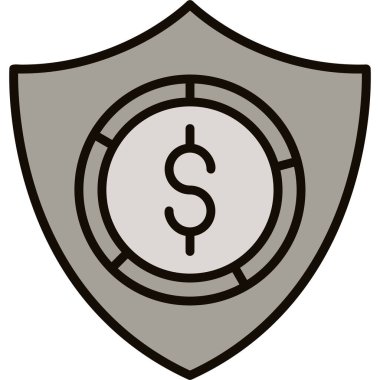 Dolar kalkanı simgesi. Ağ için dolar kalkan vektör simgesinin basit çizimi