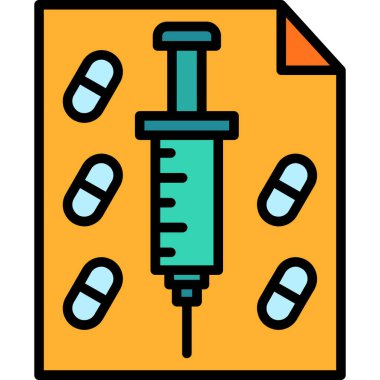 Şırınga simgesi renk ana hatları vektörü