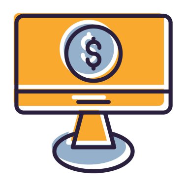 bilgisayar ve dolar işareti vektör tasarımı.