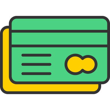 Kredi kartı simgesi renk ana hatları vektörü