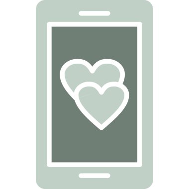 cep telefonu kalp simgesi, vektör illüstrasyonu