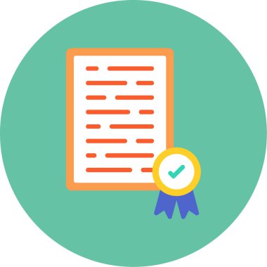 Sertifika düz vektör simgesi