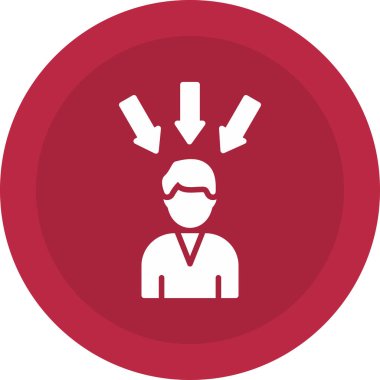 Kırmızı ikonlu adam, vektör illüstrasyonlu uzun gölgeli 10 kişi.