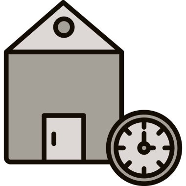 ev saati simgesi, ev vektörünün illüstrasyonu