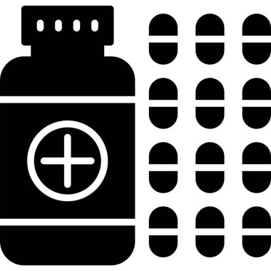 İçinde tablet vektör simgesi olan şişe. resimleme biçimi tasarımı