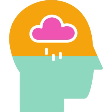 Beyin düz stil yaratıcı simge düşünüyor