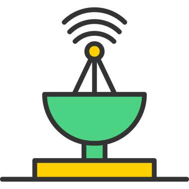 Uydu çanağı simgesi. Ana uydu anten vektör rengi düz izole