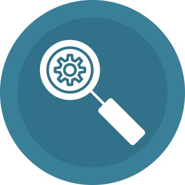 Dişli ikon vektör illüstrasyon tasarımlı büyüteç