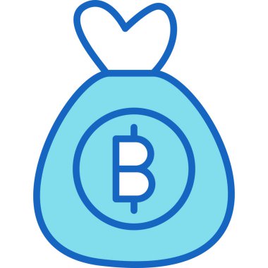 Bitcoin şifreleme dijital simgesi Doldurulmuş ana hatlar biçiminde