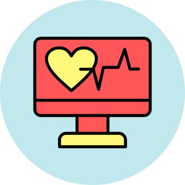 kardiyogram monitör vektör simgesi modern illüstrasyon vektörü illüstrasyonu