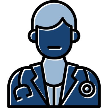 Doktor simgesi, vektör illüstrasyonu beyaz arkaplanda izole edildi