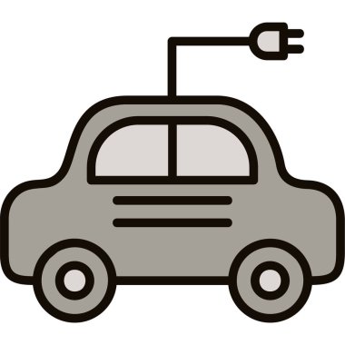 araba elektrikli simge renk dış hat vektörü