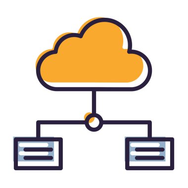 Bulut hesaplama ve teknoloji tasarımı. vektör grafiği