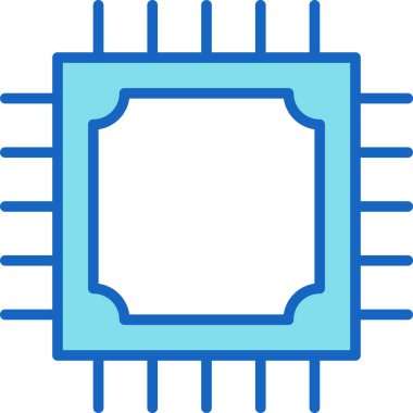 Cpu çip simgesi renk dış hat vektörü
