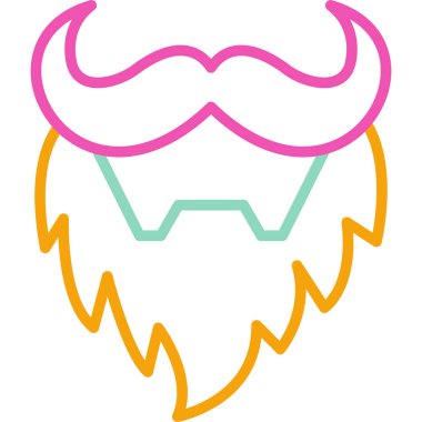 Beyaz arka planda yay ve bıyık ikonu olan renk çizgisi sakalı. Cadılar bayramı partin kutlu olsun. Gradyan daire şekilleri. vektör illüstrasyonu