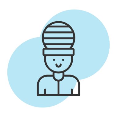 Şapkalı adam ve covid 19 satır biçimi ikon vektör tasarımı