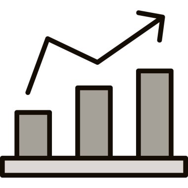 grafik simgesi. Vektör biçimi düz sembol, yumuşak gri renk, yuvarlak açılar, beyaz arkaplan