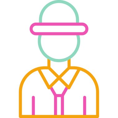 Şapka ikonlu adam. Şapka vektör simgeleri rengi izole edilmiş ana hatlı adam