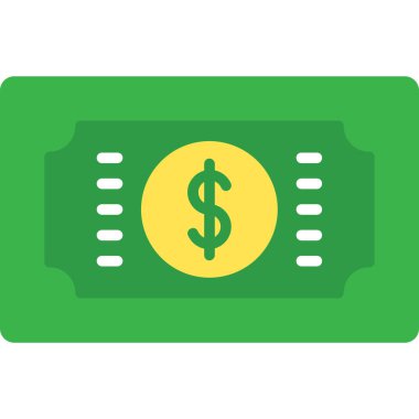 Bill Dolarlık düz simge, vektör, illüstrasyon