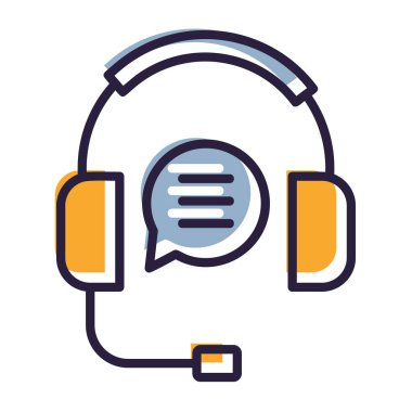 Konuşma baloncukları simge satırı ve doldurma biçimi olan kulaklık