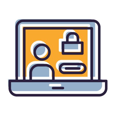 kullanıcı ve asma kilit vektör çizimine sahip dizüstü bilgisayar