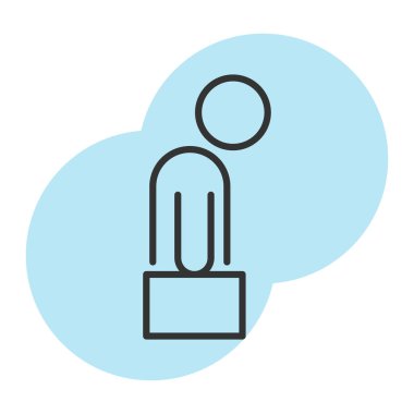 Konuşma baloncuğu tarzı simgesi olan iş adamı