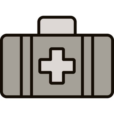 İlk yardım çantası ikonu. Web için tıbbi malzeme vektör simgelerinin özet çizimi