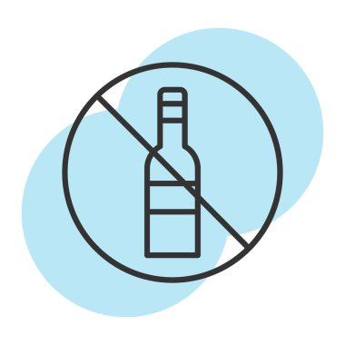 alkol şişesi simgesi yok, vektör illüstrasyonu