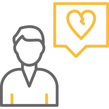 Sohbet kalp simgesi, vektör illüstrasyonu