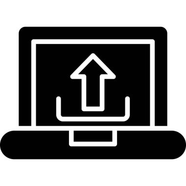 İmleç simgesi olan dizüstü bilgisayar. Web için fare vektör simgeleriyle bilgisayarın basit illüstrasyonu