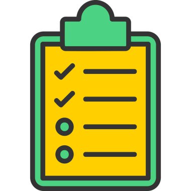 Kontrol listesi simgesi renk ana hatları vektörü