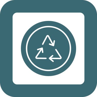 Vektör simgesini geri dönüştür. resim biçimi yuvarlak kare düğmesi, kobalt rengi, gri arkaplan içindeki düz simge sembolüdür..