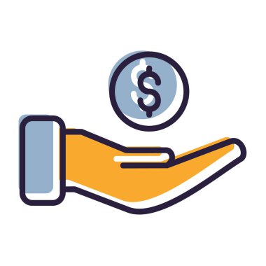 El ve dolar işaretli para vektör illüstrasyonu