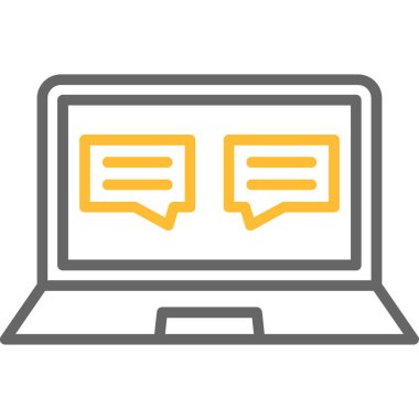 Sohbet baloncuklu laptop. Web simgesi vektör illüstrasyonu