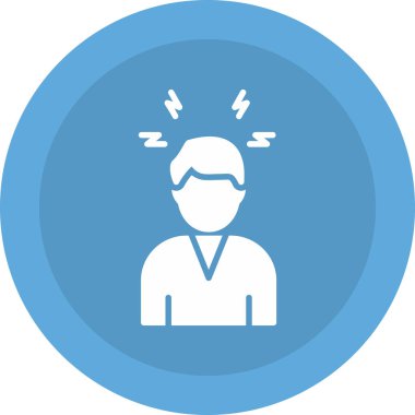 Beyin kafa vektör simgesi. biçim düz yuvarlak sembol, cyan rengi, yuvarlak açılar, mavi arkaplan.